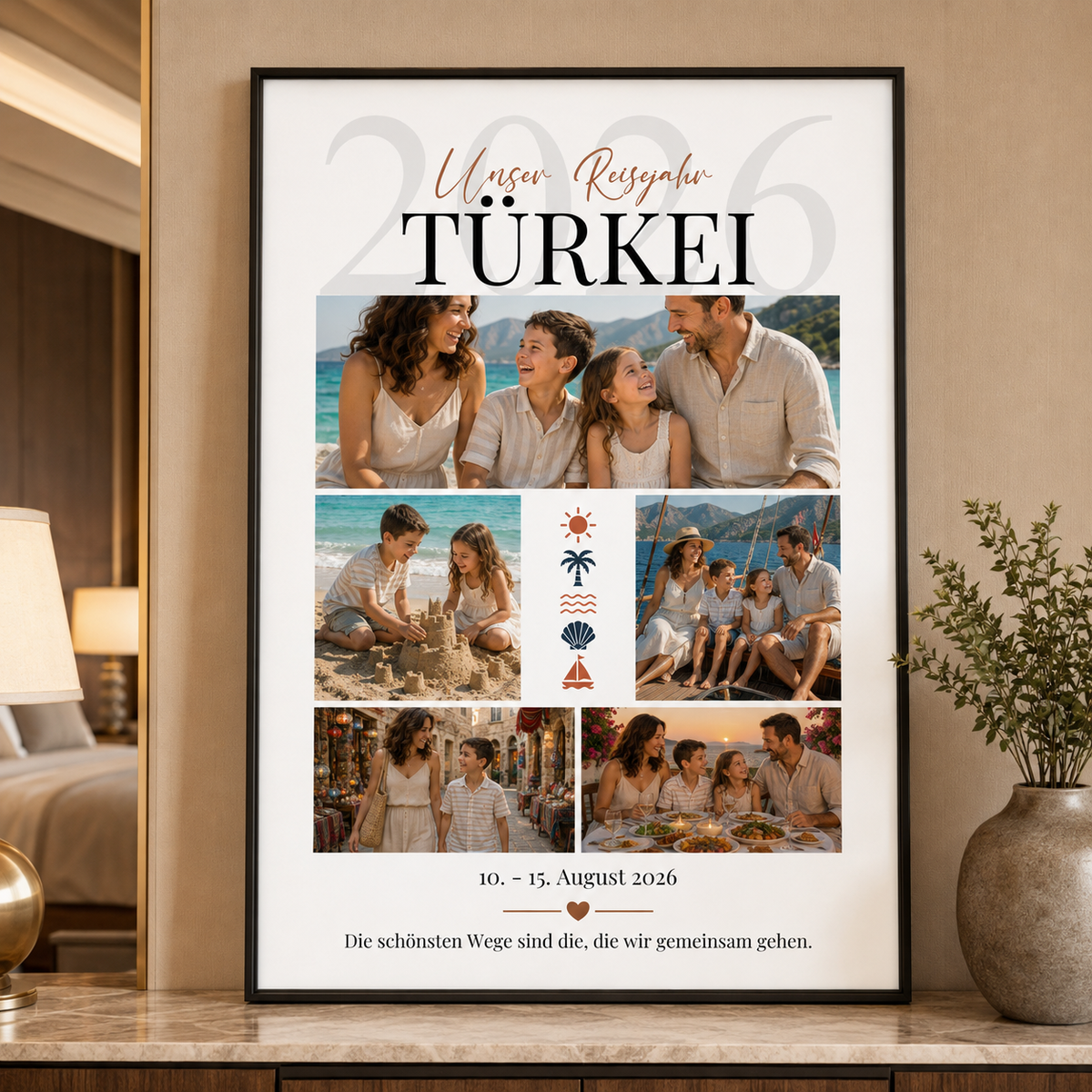 Personalisiertes Urlaubsposter mit 5 Fotos – Reiseerinnerungen