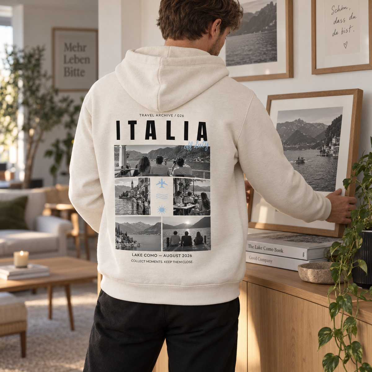Personalisierter Reise Hoodie Herren mit 5 Fotos – Travel Archive