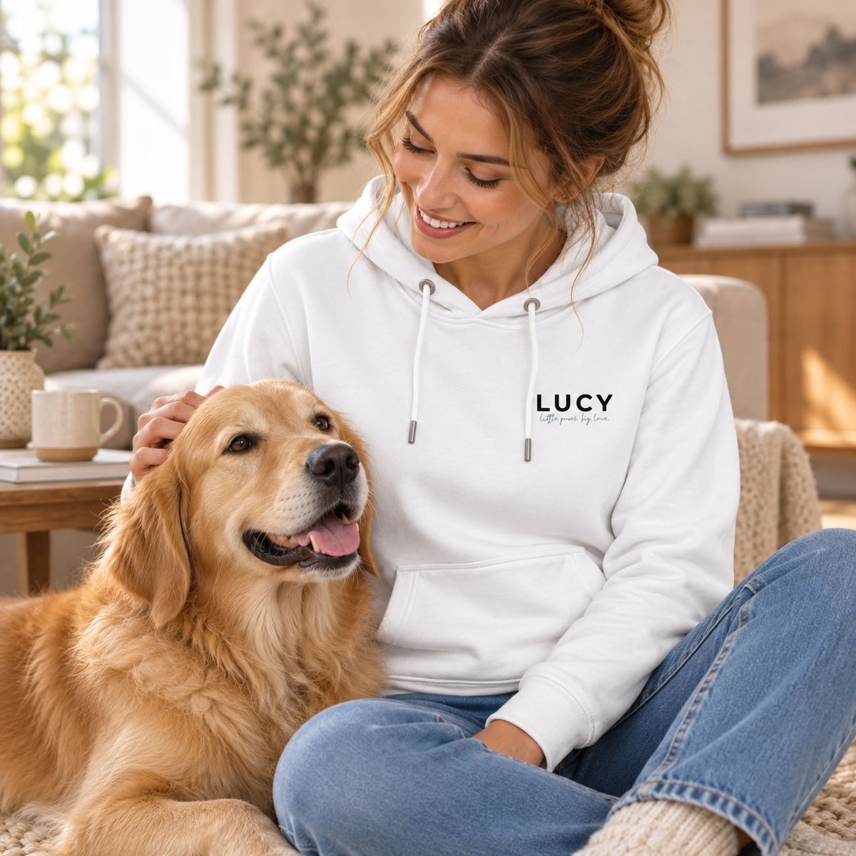 Personalisierter Haustier Hoodie Damen – Frontprint mit Hund