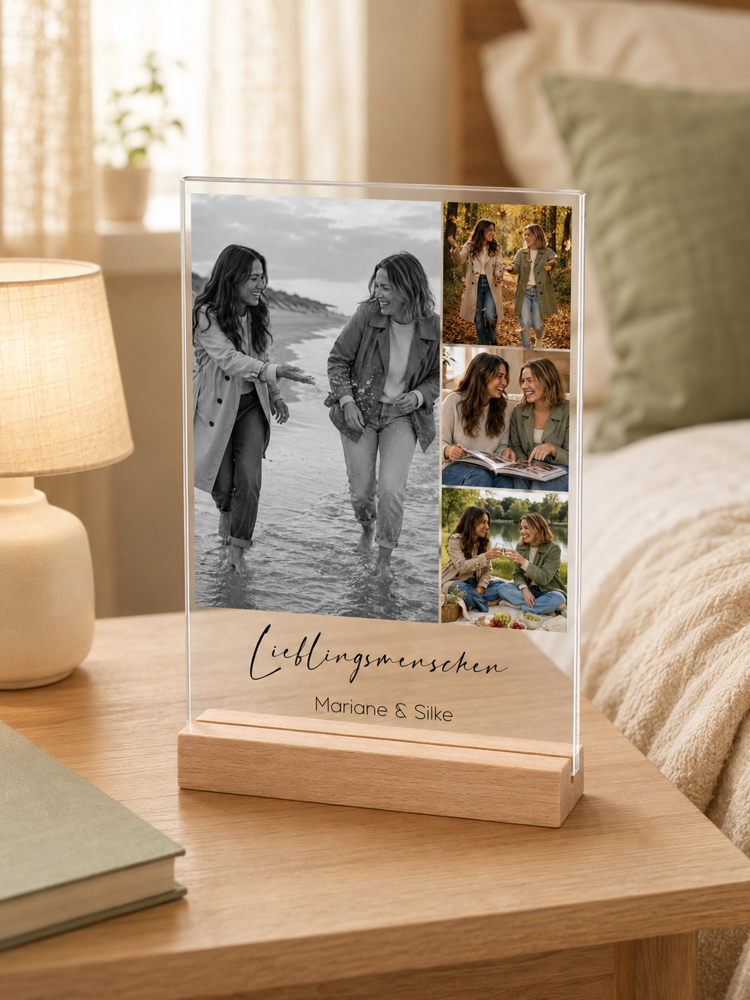 Personalisiertes Acrylglasbild mit 4 Fotos & Wunschtext – Fotocollage