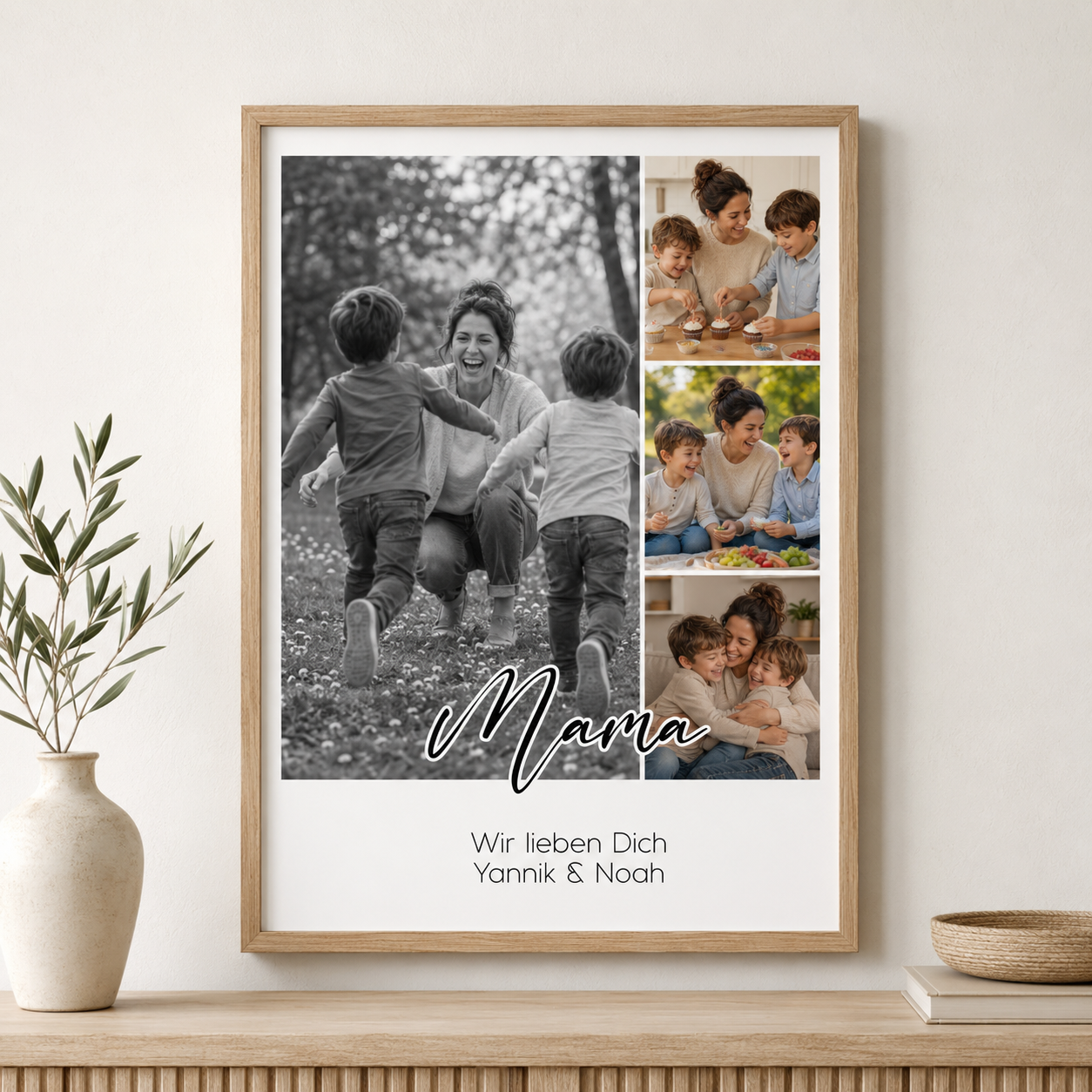 Personalisiertes Fotoposter für Mama mit 4 Fotos & Wunschtext