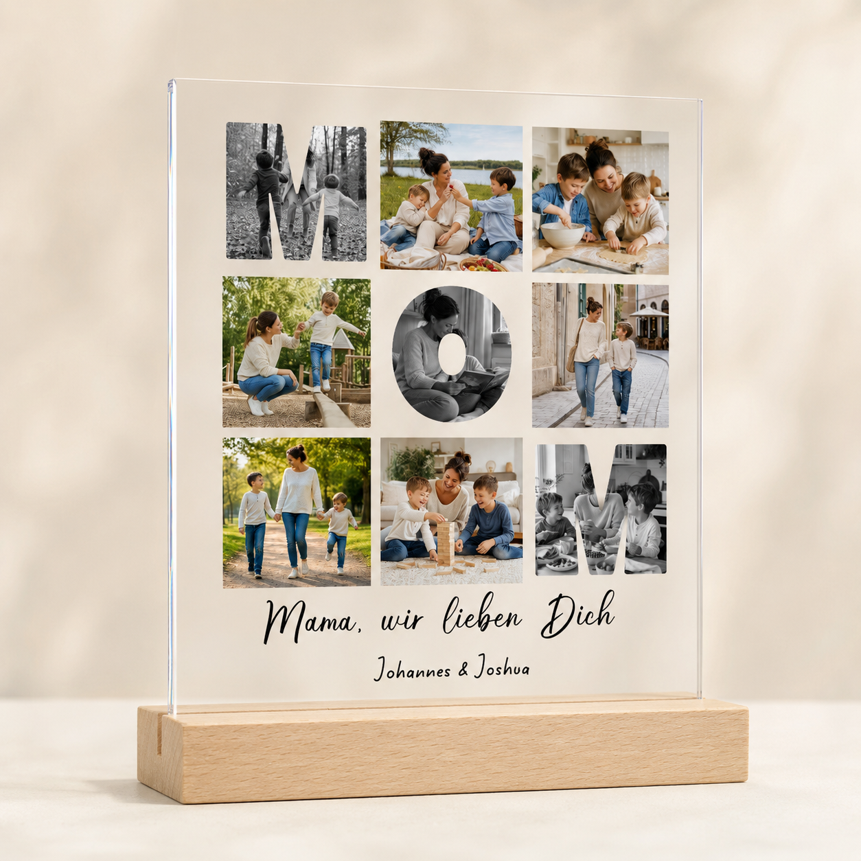 Personalisiertes Acrylglasbild für Mama mit 9 Fotos