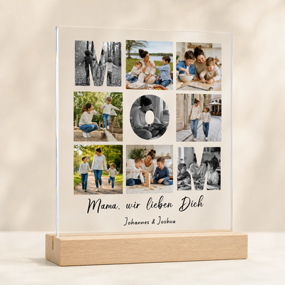 Personalisiertes Acrylglasbild für Mama mit 9 Fotos