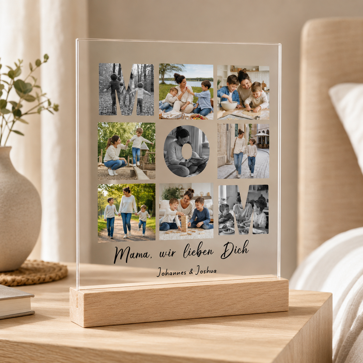 Personalisiertes Acrylglasbild für Mama mit 9 Fotos