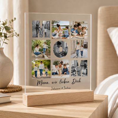 Personalisiertes Acrylglasbild für Mama mit 9 Fotos