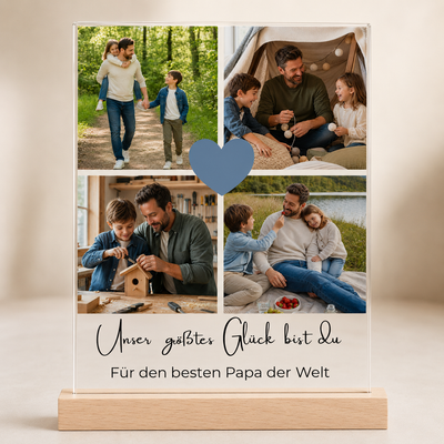 Acrylglasbild für Papa personalisiert – 4 Fotos & Wunschtext