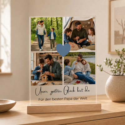 Acrylglasbild für Papa personalisiert – 4 Fotos & Wunschtext