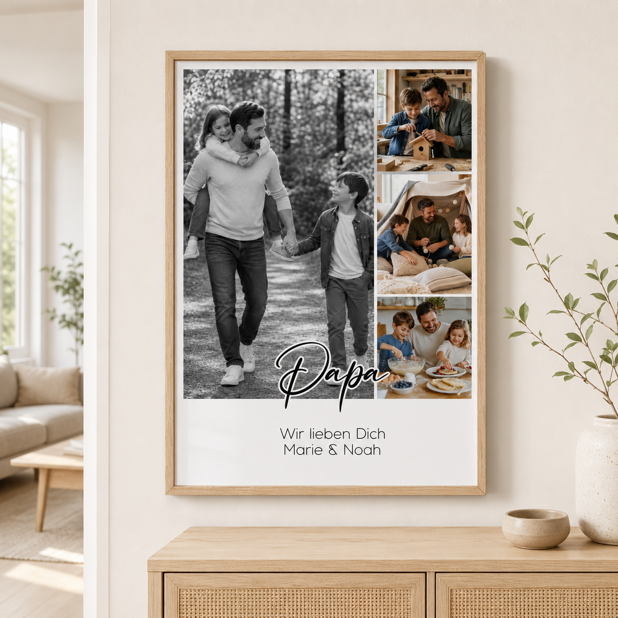 Personalisiertes Fotoposter für Papa mit 4 Fotos & Wunschtext