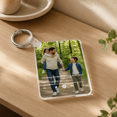 Personalisierter Foto-Schlüsselanhänger für Papa mit Song