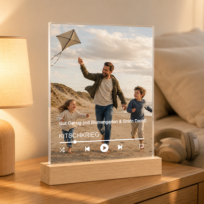 Acrylglasbild für Papa mit Foto & Lieblingssong – personalisiert