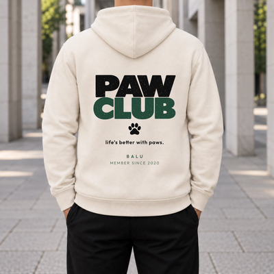 Natural PAW CLUB Herren Hoodie – personalisierter Rückenprint