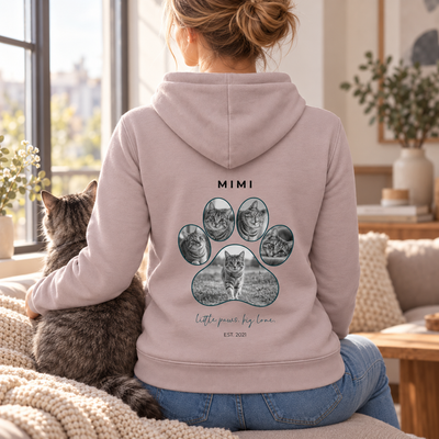 Personalisierter Katzen Hoodie Damen mit Fotopfote – Lifestyle