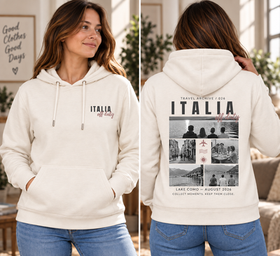 Personalisierter Reise Hoodie Damen mit 5 Fotos – Travel Archive