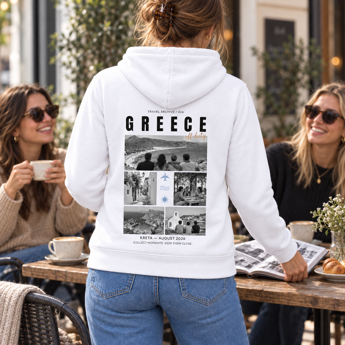 Personalisierter Reise Hoodie Damen mit 5 Fotos – Travel Archive