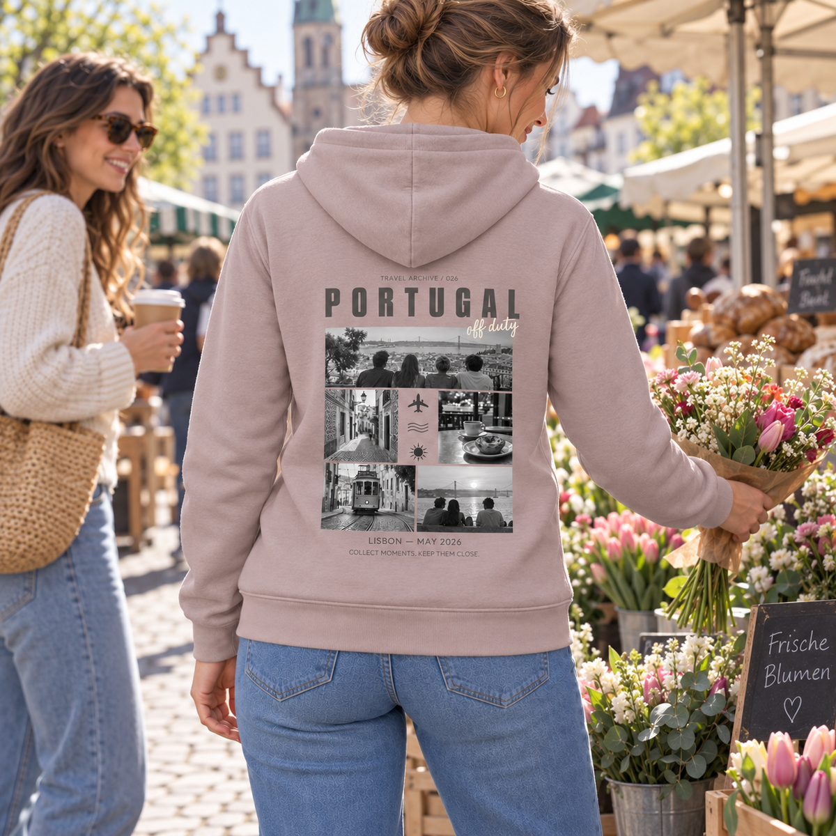 Personalisierter Reise Hoodie Damen mit 5 Fotos – Travel Archive