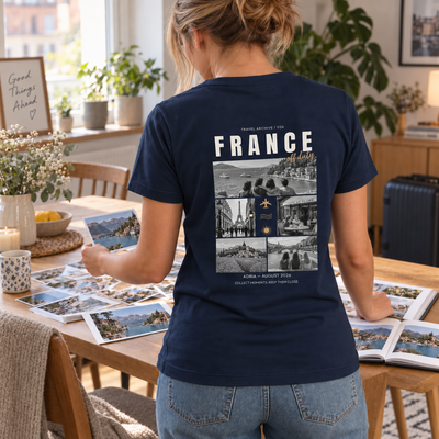 Personalisiertes Reise T-Shirt Damen mit 5 Fotos – Travel Archive