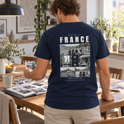 Personalisiertes Reise T-Shirt Herren mit 5 Fotos – Travel Archive