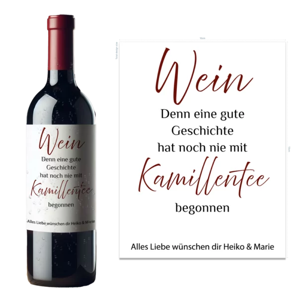 Sticker | Flaschenetikett | Wein Kamillentee